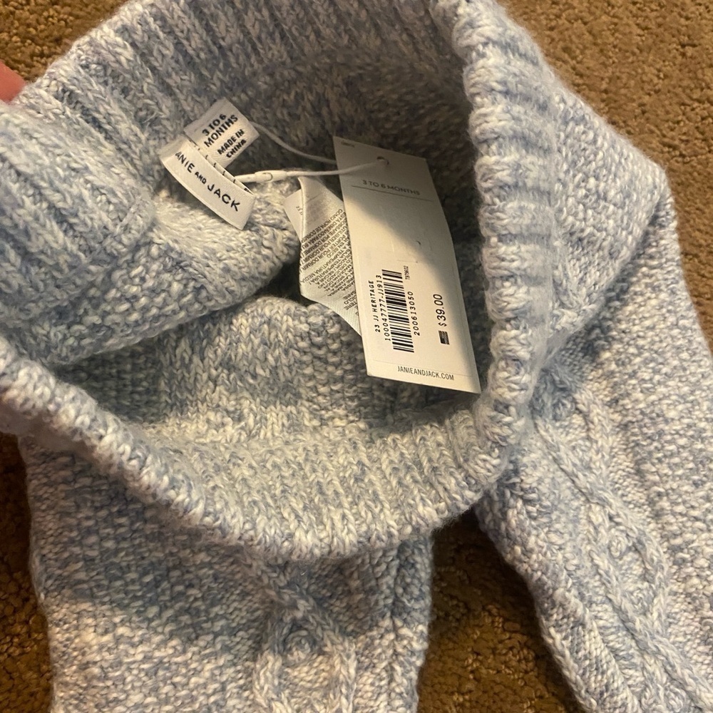Janie & Jack gray cable knit unisex winter leggings new size 3-6 months - Picture 7 of 10